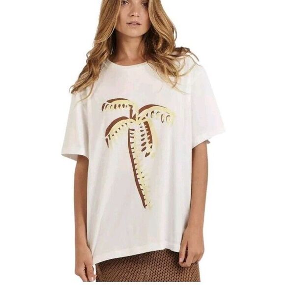 Charlie Holiday Palm‎ Boyfriend Tee Size S US 4 Oversized NWT - Picture 1 of 9